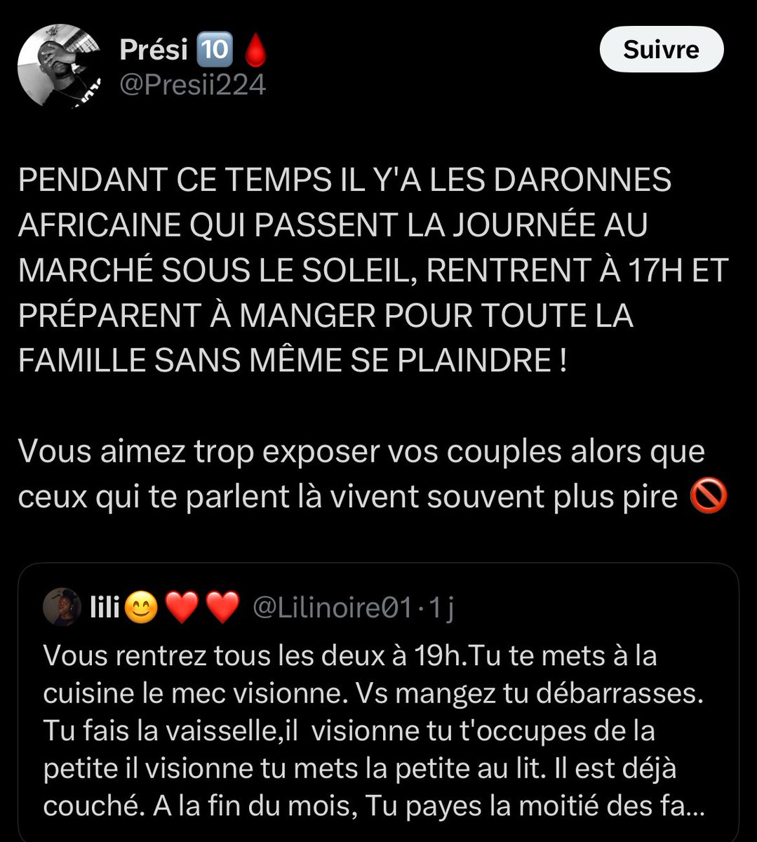 fleurdubaol's tweet photo. Si ta mère vit Kom tu as dit là👇🏾 tu l'aimes pas !
Vous 👀 voir vos mères souffrir alors que ses garçons servent à rien #bouffer
Regarder vos mères se tuer a la tache le signe de Dieu c lui donner de gros gaillards qui peuvent s'occuper de la maison 
Non ils veulent des esclaves https://t.co/PuDotRMoR5