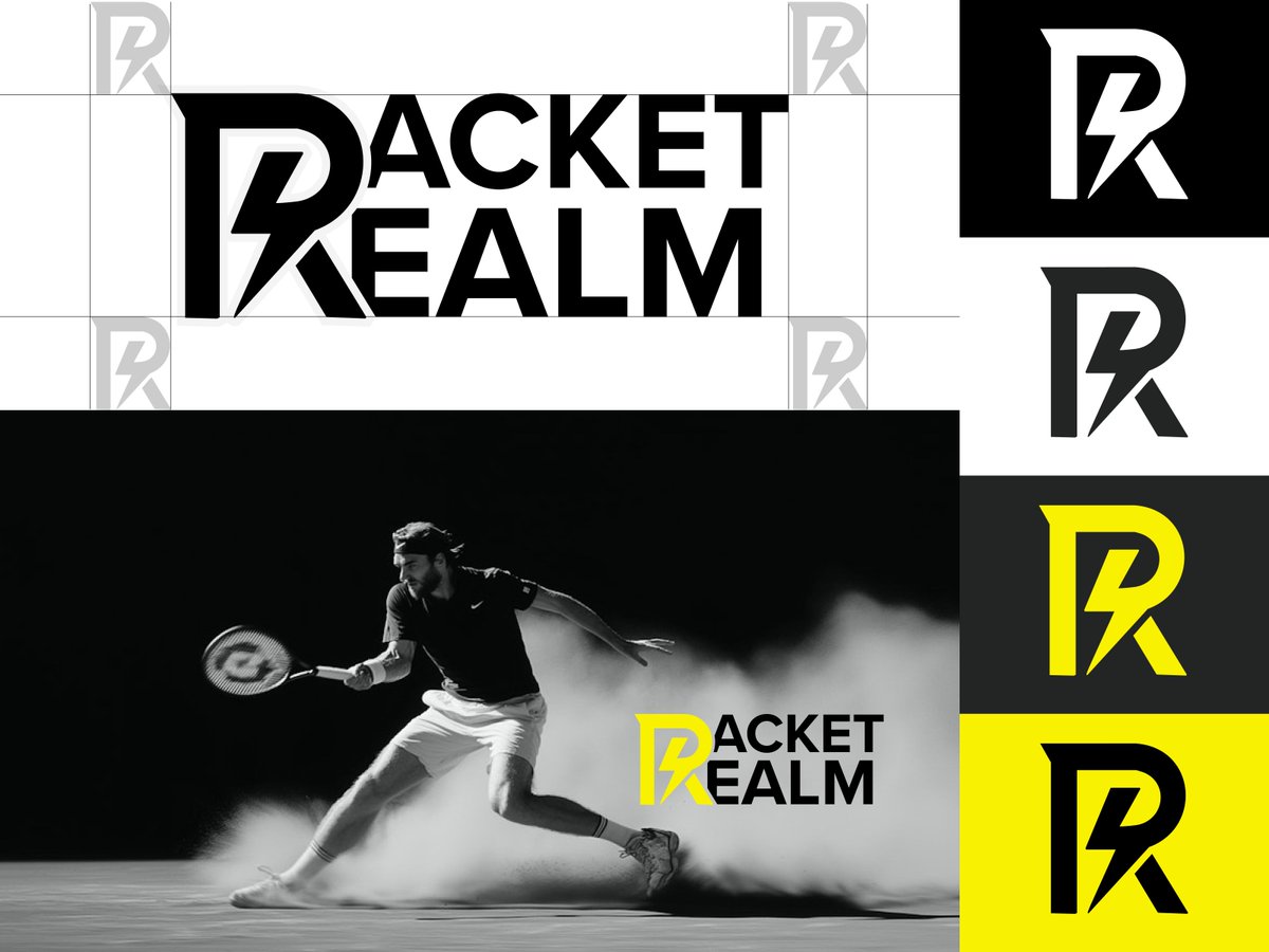 KatalisAgency's tweet photo. The Racket Realm brand came together with bold hits of vibrant yellow, creating a tennis apparel identity that captures the electrifying moments of the game and stands out both on and off the court.

#Brand #Design #Tennis