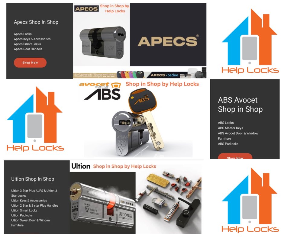 Visit our APECs, ABS Avocet &amp; Ultion Shop in Shops

APECS: helplocks.com/apecs-shop-in-…

ABS: helplocks.com/abs-avocet-har…

Ultion: helplocks.com/ultion-shop-in…

3 star snap safe locks &amp; keys

Smart locks

Door &amp; window furniture

Padlocks