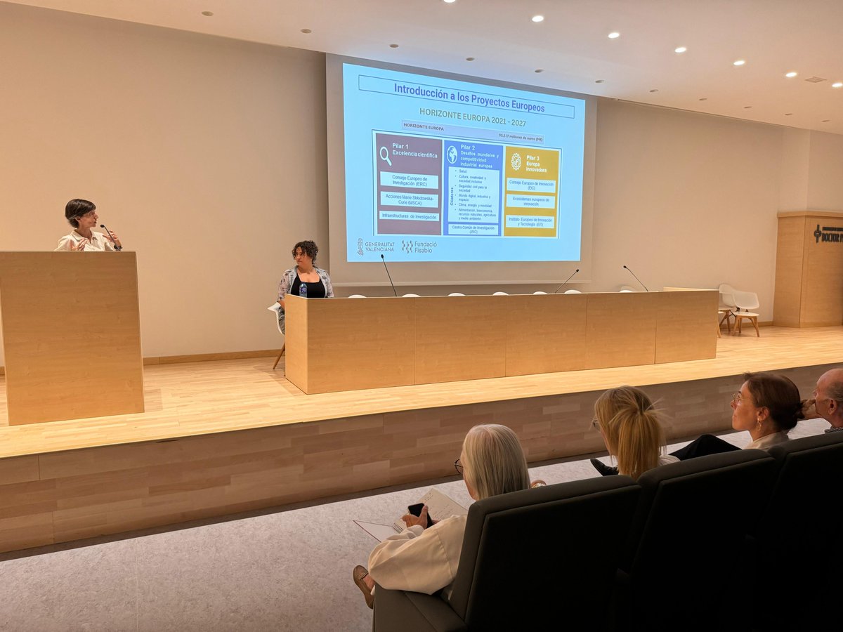 GVA Fisabio (@gvafisabio) on Twitter photo 🗣️🇪🇺 La Unidad de Proyectos Internacionales de #Fisabio ha impartido hoy en <a href="/GVADrPeset/">DS Doctor Peset</a> una jornada sobre el programa #HorizonteEuropa y otras oportunidades de financiación europea junto con la directora gerente de Fisabio, Marisa Caparrós.
🤝Actividad financiada por <a href="/CienciaGob/">Ministerio de Ciencia, Innovación y Universidades</a> 🗣️🇪🇺 La Unidad de Proyectos Internacionales de #Fisabio ha impartido hoy en <a href="/GVADrPeset/">DS Doctor Peset</a> una jornada sobre el programa #HorizonteEuropa y otras oportunidades de financiación europea junto con la directora gerente de Fisabio, Marisa Caparrós.
🤝Actividad financiada por <a href="/CienciaGob/">Ministerio de Ciencia, Innovación y Universidades</a>