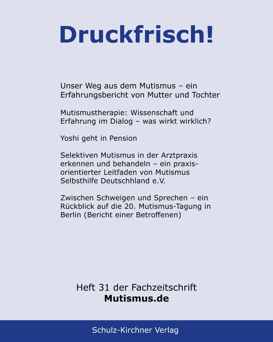 _skverlag's tweet photo. Habt ihr schon die neue Ausgabe der Fachzeitschrift "https://t.co/av8mgXfKd2" (Heft 31) durchgeblättert? Es gibt wieder jede Menge interessante Berichte zu entdecken! 🥳
Alle Infos:
https://t.co/mahdmYjaFf
#mutismus #schweigen #selbsthilfe https://t.co/37yK9Gl73S