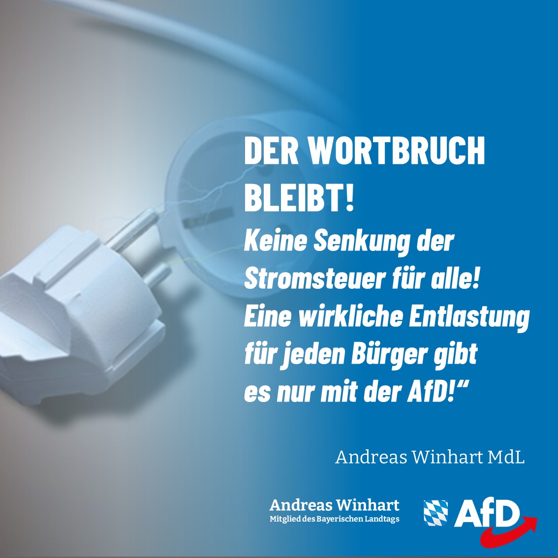 Der Gipfel der Frechheit!
Steuersenkungen gibt es für Unternehmer, nicht aber für Kleinbetriebe, Handwerker und den normalen Bürger! Bürgergeld und Migration sind der Koalition wichtiger!
Veränderung gibt es nur mit uns von der #AfD!
#Stromsteuer #Versprechen
