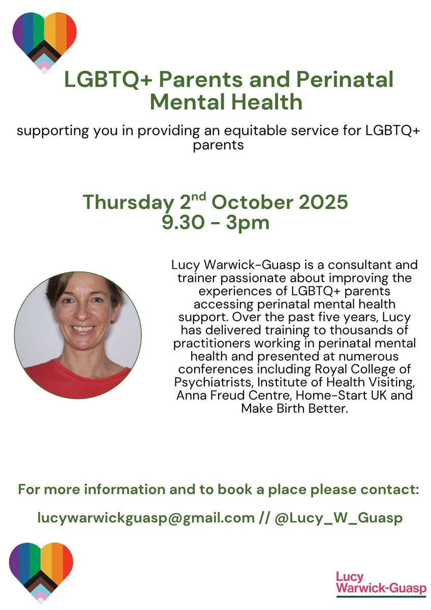 🌈 Pride Month may be over, but inclusion is all year round! 🏳️‍🌈

#LGBTQ+ parents experience #PNMH too. If you work in perinatal mental health and want to offer more inclusive support, join my next training session on the 2nd October on Zoom.  Contact me to book your place