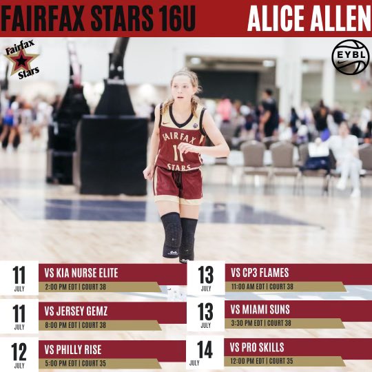 Alice Allen (@alicebballen) on Twitter photo Louisville Kentucky schedule! Can’t wait to play great competition. Hope to see you there! <a href="/FxStars16EYBL/">Fairfax Stars 16U EYBL</a> Louisville Kentucky schedule! Can’t wait to play great competition. Hope to see you there! <a href="/FxStars16EYBL/">Fairfax Stars 16U EYBL</a>