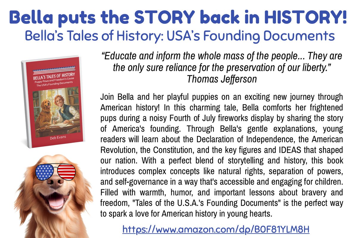 debspov's tweet image. &quot;Bella&apos;s Tales of History: USA&apos;s Founding Documents&quot; - the e-book - is FREE on Amazon Kindle from 7/3-7/7/25 in celebration of America&apos;s Birthday! amazon.com/dp/B0F81YLM8H #freeebook #IndependenceDay #HistoryForKids #America250 #Constitution #DeclarationofIndepence…