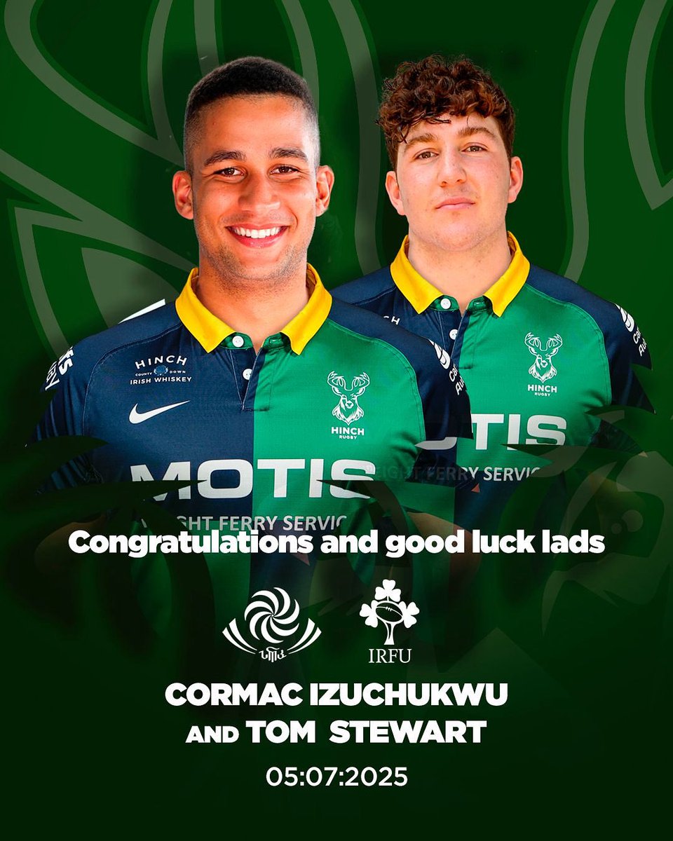 Ballynahinch RFC (@hinchrfc) on Twitter photo Congratulations to both Cormac Izuchuckwu & Tom Stewart on being selected for the IrishRugby match day squad to face Georgia this weekend in Tbilisi 
Good luck lads ๐ซถ๐ป
#StagsUp ๐ฆ Congratulations to both Cormac Izuchuckwu & Tom Stewart on being selected for the IrishRugby match day squad to face Georgia this weekend in Tbilisi 
Good luck lads ๐ซถ๐ป
#StagsUp ๐ฆ