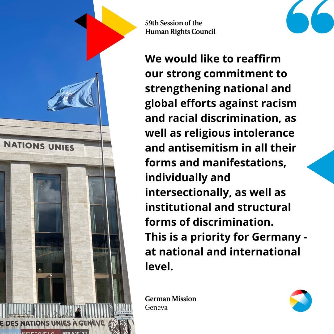 Intersectionality is more than just the sum of various forms of discrimination.

At #HRC59, we underlined our commitment to address intersectional discrimination in the context of racism – as reflected in our National Action Plan against Racism &amp; the LGBTIQ Action Plan. 🌍✊🏽🌈