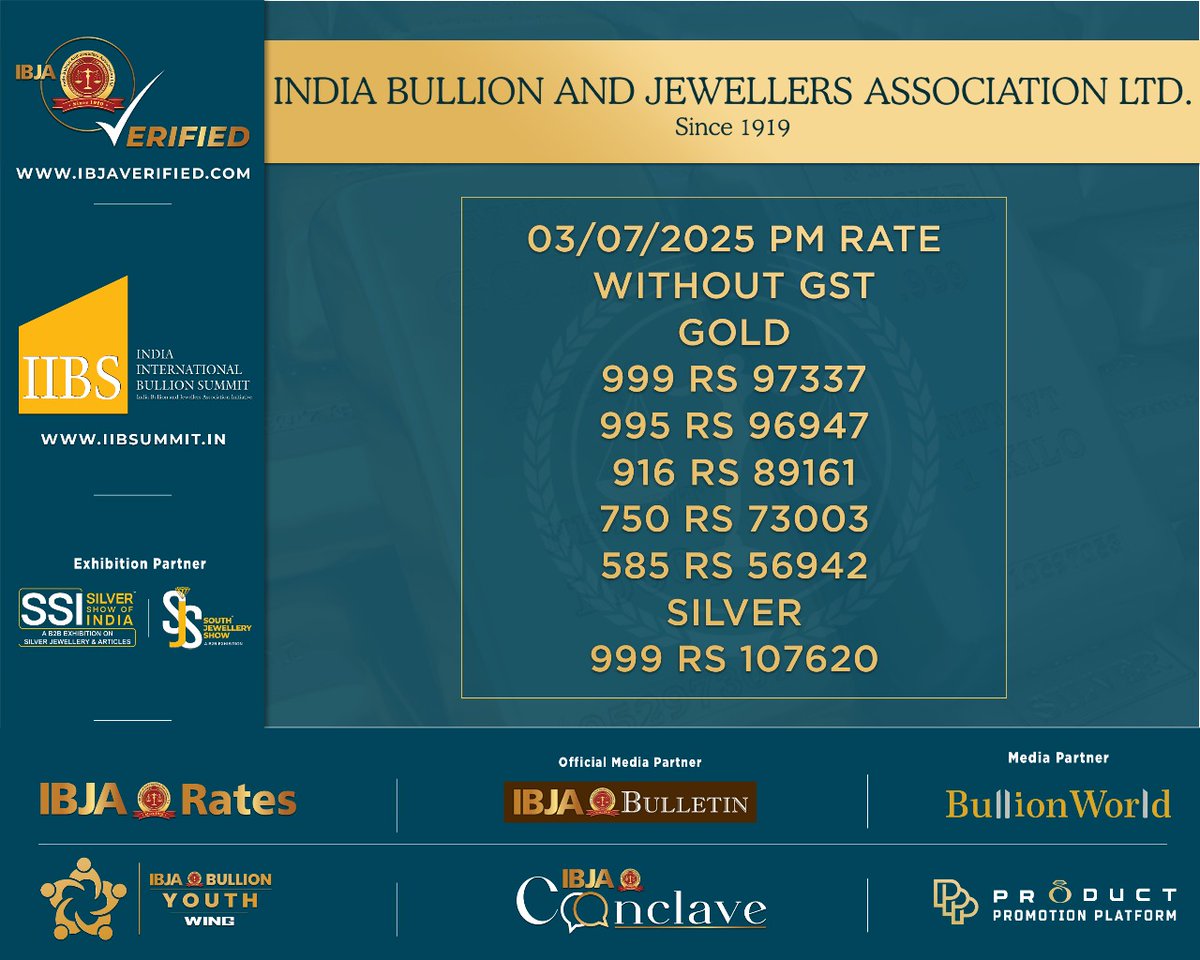Gold and #Silver Closing #Rates for 03/07/2025 For more details