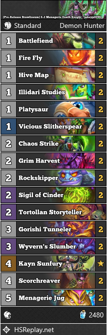 [Pre-Release Brawliseum] <a href="/jakeyp0096/">Jakeypoo</a> got 6-2 with this Menagerie Death Knight.

▼ Deck Code and more:
hearthstone-decks.net/pre-release-br…

#Brawliseum #Hearthstone #StandardHS
