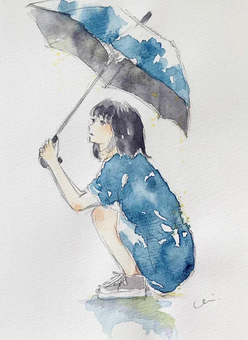 『雨のち星』 #水彩画 #絵画 #イラスト #watercolor