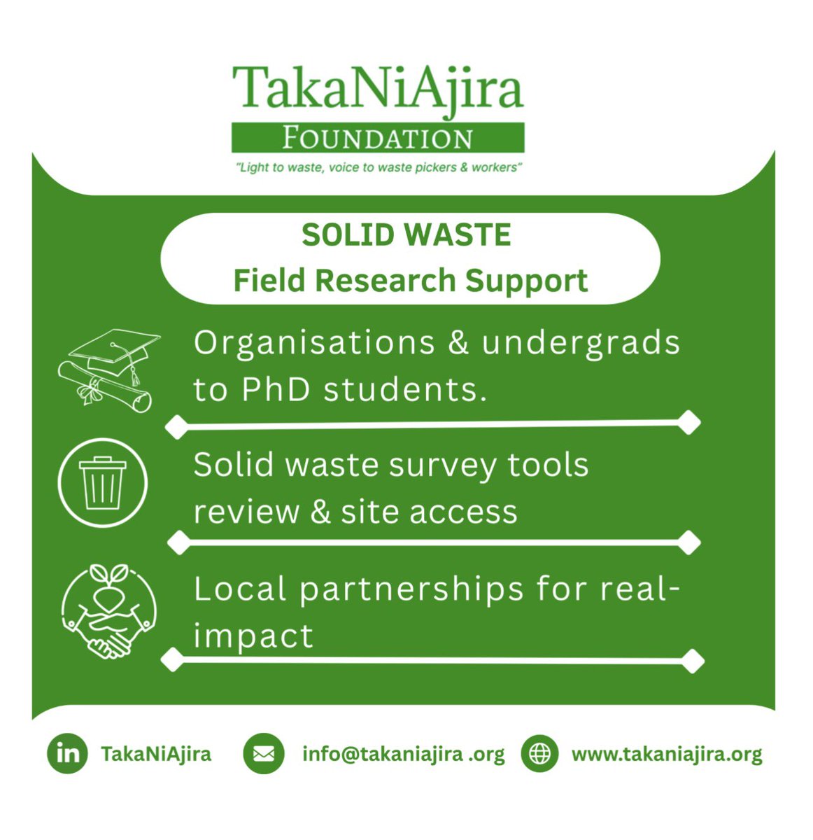 TakaNiAjira Foundation is a grassroots initiative dedicated to promoting inclusion, dignity, and opportunity in the waste sector and broader sustainability space.

Thread 👇🏾👇🏾👇🏾