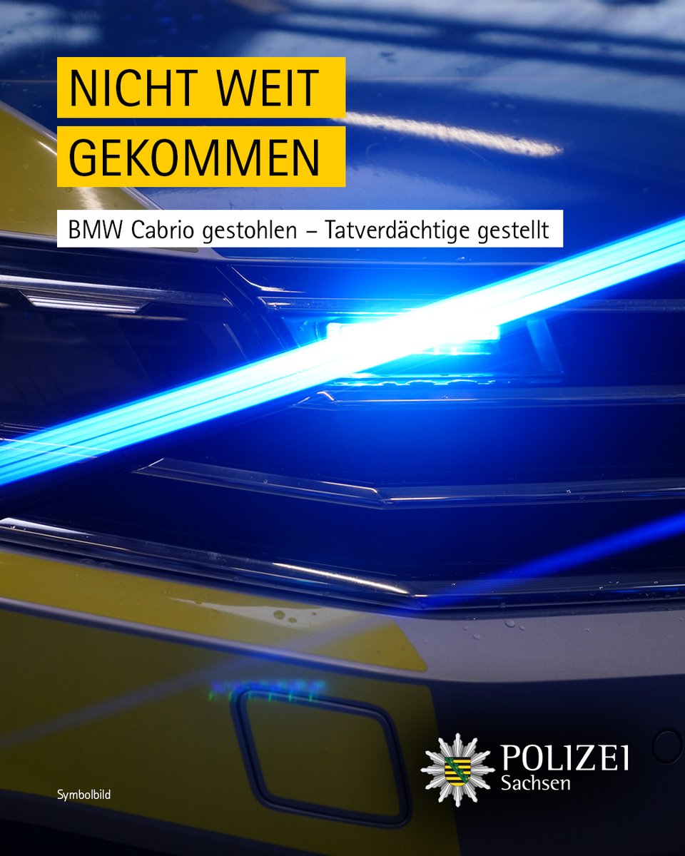 Gestern gegen 7:45 Uhr teilte ein Hotelgast über den Notruf mit, dass der von ihm genutzte BMW entwendet worden war. Das Auto konnte gegen 10:35 Uhr festgestellt und die Insassen gestellt werden.

Diese und weitere Meldungen der Polizeidirektion #Leipzig: medienservice.sachsen.de/medien/news/10…