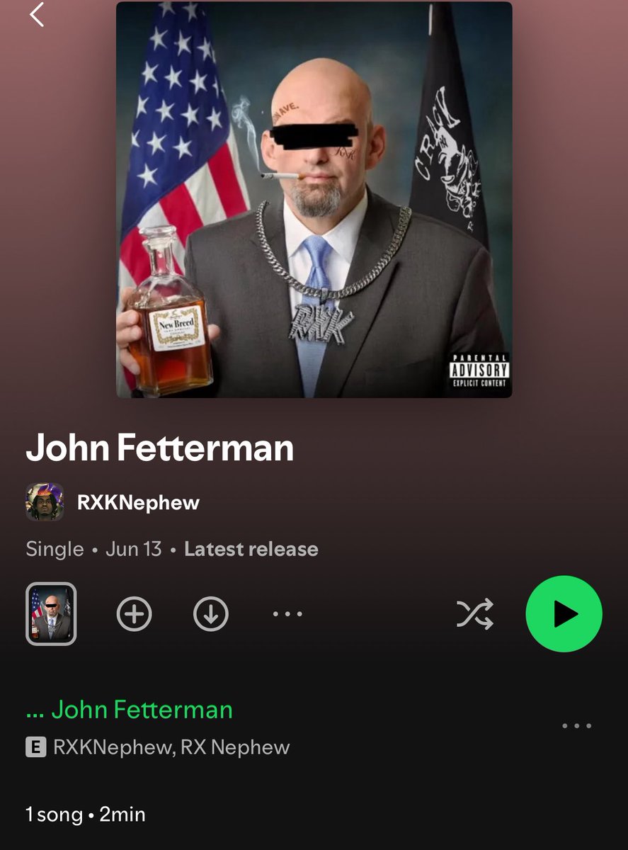 In other news, a NY-based rapper released a single titled “John Fetterman” last month. 

Here’s the cover in case any of you were interested: