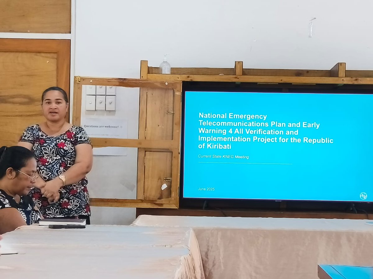 ITUAsiaPacific's tweet photo. ๐ก On 3 July, ITU held a workshop on the National Emergency Telecommunication Plan ๐ฐ๐ฎ with Kiribati's disaster & telecom authorities. A key step toward #EW4All, the NETP boosts readiness, coordination & resilience using ICTs. #ITU #EmergencyTelecom #DisasterRiskReduction https://t.co/F9dU0sNWuH