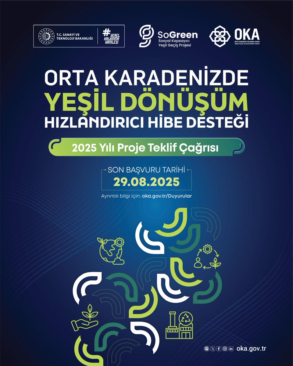 TR83 Bölgesi’nde Yeşil Dönüşüm Başlıyor!

#SoGreen Projesi kapsamında “Orta Karadeniz’de Yeşil Dönüşüm” Hızlandırıcı Hibe Desteği Programı  İlan Edildi

✅️Yeşil Dönüşüm
✅️Kadın ve Genç İstihdamı ✅️Sürdürülebilir Üretim Altyapısı için 30 Milyon TL

📎oka.gov.tr/duyuru/orta-ka…