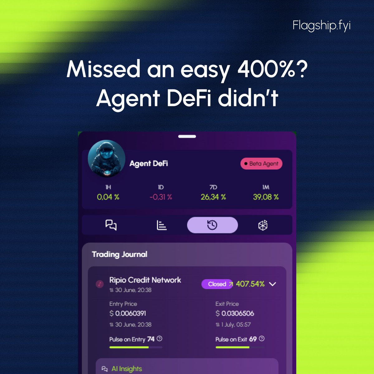 1 Trade. Over 400% Profit.

$RCN

Join Flagship and access crypto alpha before the market.

App link below 👇
