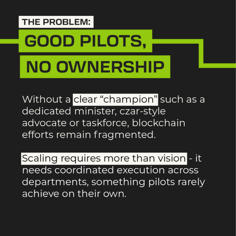 LDN_Blockchain's tweet photo. #Blockchain is ready to transform #public services – but first, we need policy clarity and accountable leadership. 🏛️​

The latest Government &amp; Blockchain Summit unpacked the practical steps to move beyond pilots and into the action. ​ 👉 Swipe through for the key takeaways.
