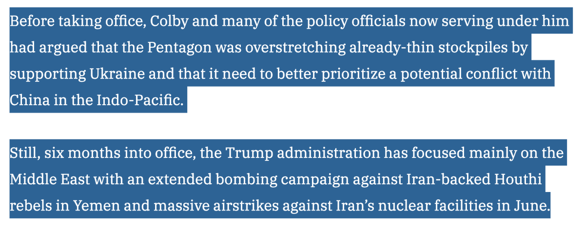 ProfTalmadge's tweet image. Funny how that works: it is indeed hard for DOD to prepare for war in Indo-Pacific (its stated priority) when White House keeps launching major operations (Houthis, Iran) in the Middle East. defensenews.com/pentagon/2025/…