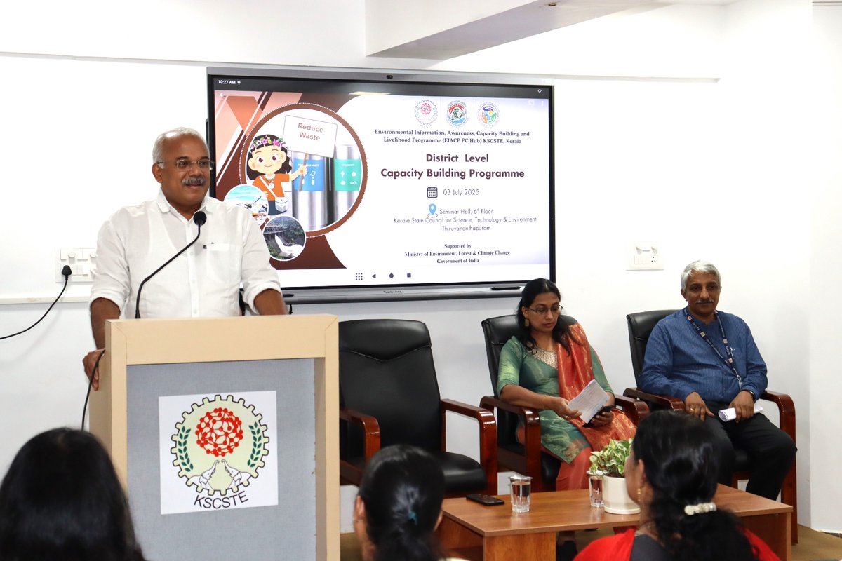 EIACP PC Hub Kerala, at KSCSTE conducted a One-Day District-Level Capacity Building Programme for Kudumbashree Balasabha RPs at Sasthra Bhavan. The event was inaugurated by Prof. A. Sabu, Member Secretary, KSCSTE.