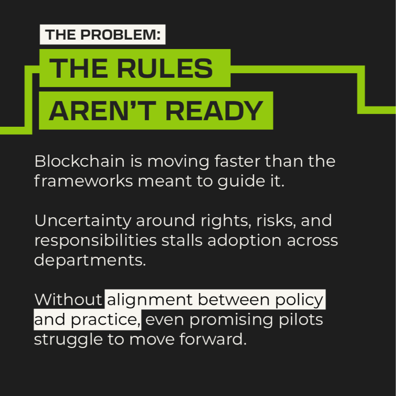 LDN_Blockchain's tweet photo. #Blockchain is ready to transform #public services – but first, we need policy clarity and accountable leadership. 🏛️​

The latest Government &amp; Blockchain Summit unpacked the practical steps to move beyond pilots and into the action. ​ 👉 Swipe through for the key takeaways.
