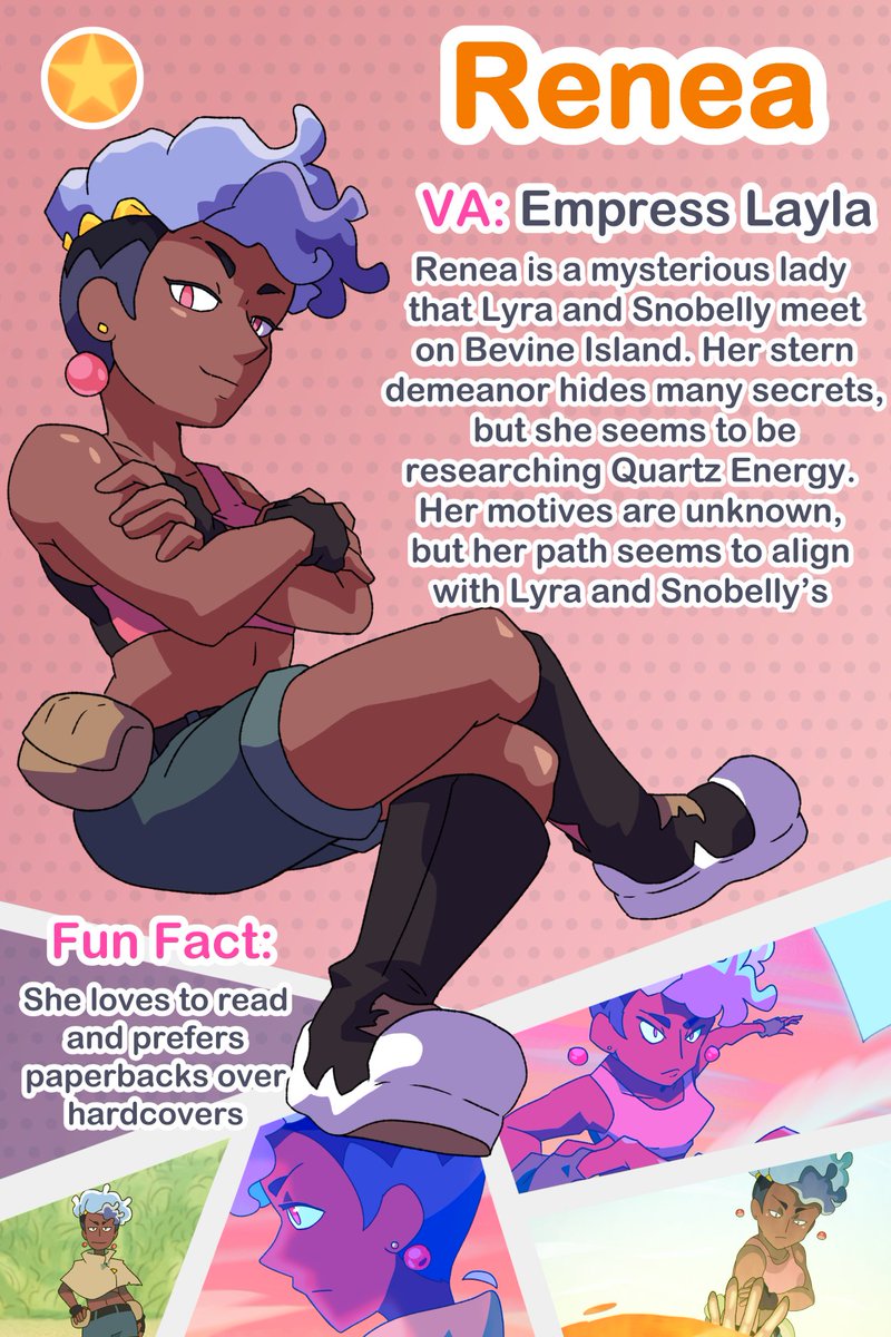 quartz_quest's tweet image. Take a look at the character poster for Renea, the mysterious adventurer that Lyra and Snobelly meet on Bevine Island. Keep an eye out for Quartz Quest ep 3 releasing July 25th!
#indieanimation