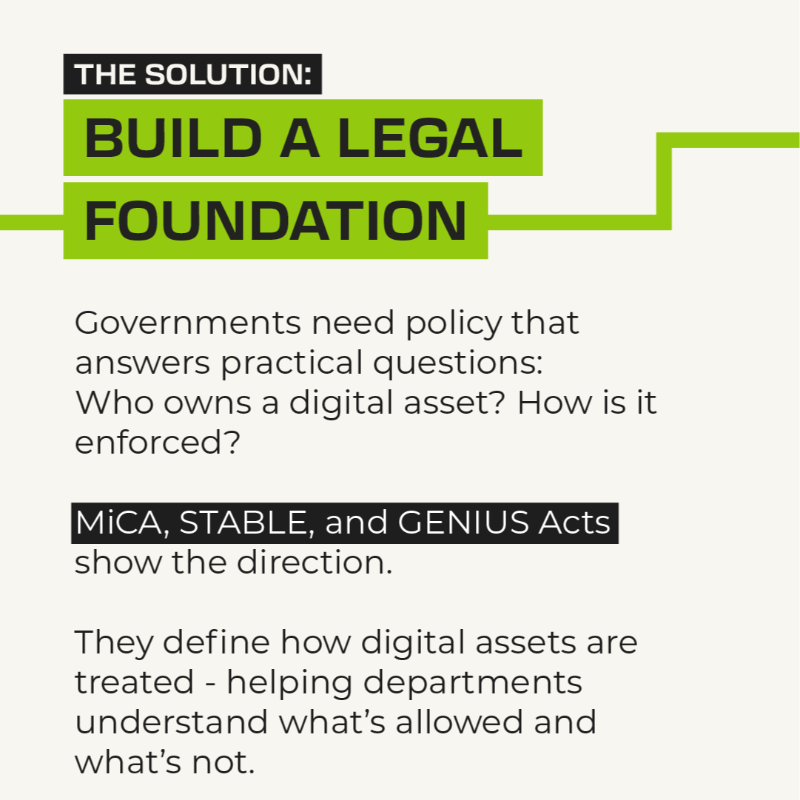 LDN_Blockchain's tweet photo. #Blockchain is ready to transform #public services – but first, we need policy clarity and accountable leadership. 🏛️​

The latest Government &amp; Blockchain Summit unpacked the practical steps to move beyond pilots and into the action. ​ 👉 Swipe through for the key takeaways.