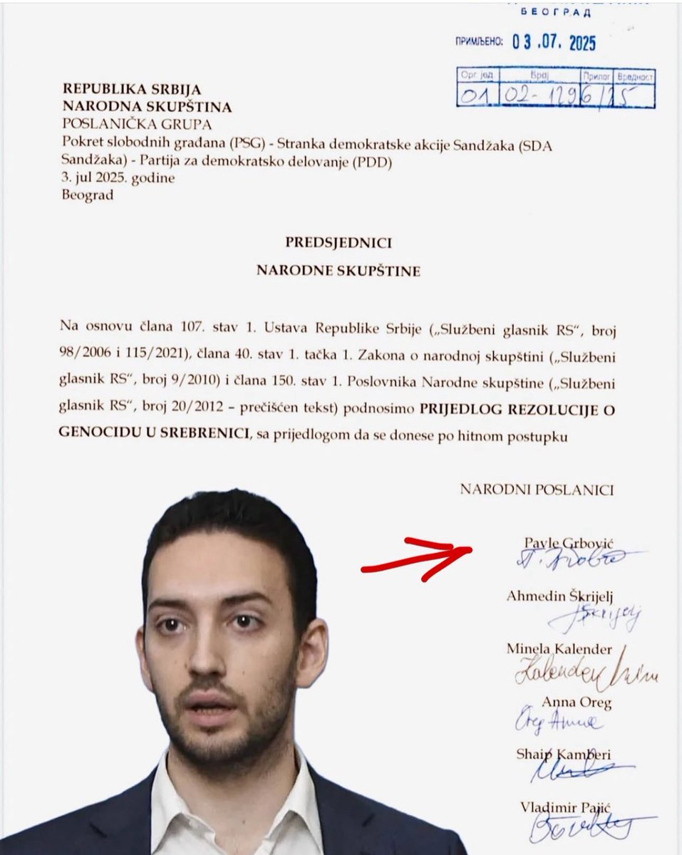Павле Грбовић је данас поднео Народној скупштини декларацију о геноциду у Сребреници. Они су тешки издајници! Срамота!