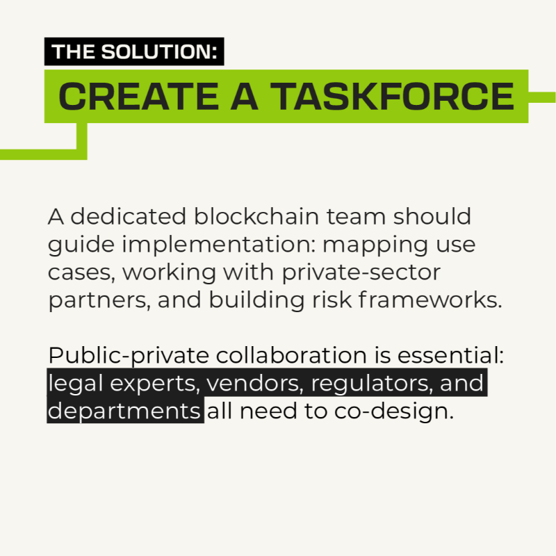 LDN_Blockchain's tweet photo. #Blockchain is ready to transform #public services – but first, we need policy clarity and accountable leadership. 🏛️​

The latest Government &amp; Blockchain Summit unpacked the practical steps to move beyond pilots and into the action. ​ 👉 Swipe through for the key takeaways.