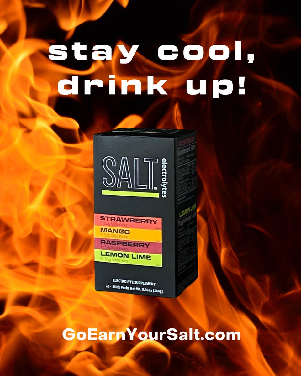 SaltElectrolyte's tweet photo. Hello summertime! One thing helping us out in this heat is staying hydrated with SALT Electrolytes!

Sodium plays a big part in staying hydrated. You have to replace the minerals you lose sweating during exercise or on hot days like these. Get yours at https://t.co/JYtnjkphte https://t.co/OXyiF6jwhe