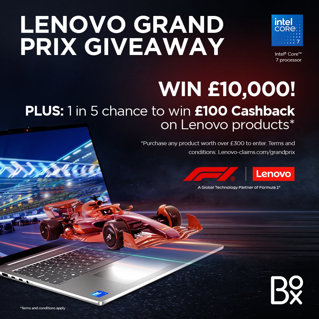 Box.co.uk - The Online Technology Store (@boxcouk) on Twitter photo Win BIG with Lenovo 🏆
Purchase any <a href="/lenovo_UKI/">Lenovo UK & Ireland</a> product worth over £300 for your chance to win £10,000!
Plus: 1 in 5 chance to win £100 cashback on Lenovo products.
T&Cs apply. Win BIG with Lenovo 🏆
Purchase any <a href="/lenovo_UKI/">Lenovo UK & Ireland</a> product worth over £300 for your chance to win £10,000!
Plus: 1 in 5 chance to win £100 cashback on Lenovo products.
T&Cs apply.