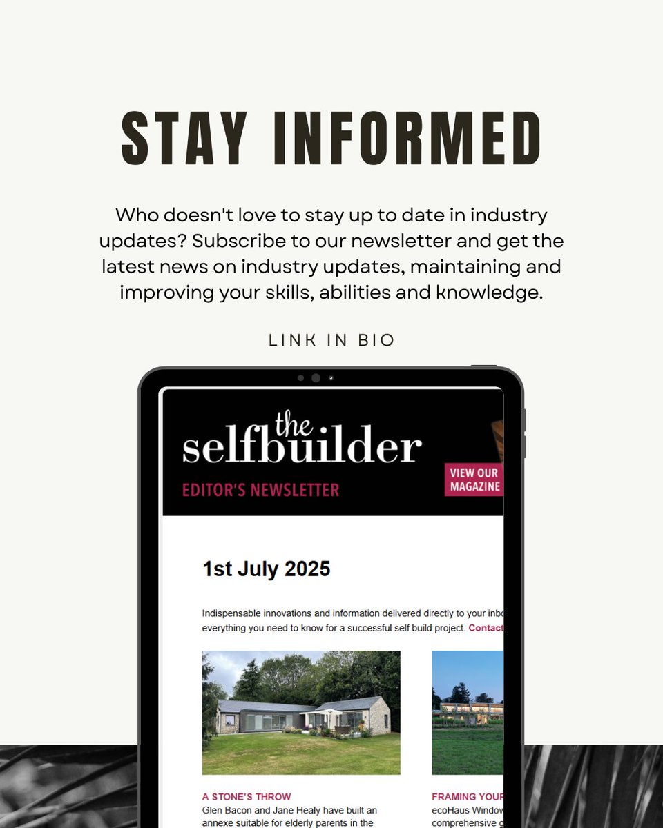 From heritage builds to underfloor heating and daylighting tips — catch the latest from ecoHaus, Haddonstone, West Fraser, Quooker, WMS, and more in this month’s self-build roundup.

Read more here👉preview.mailerlite.io/preview/692448…

#Selfbuilder #SelfBuilding #Architecture #netMAGmedia