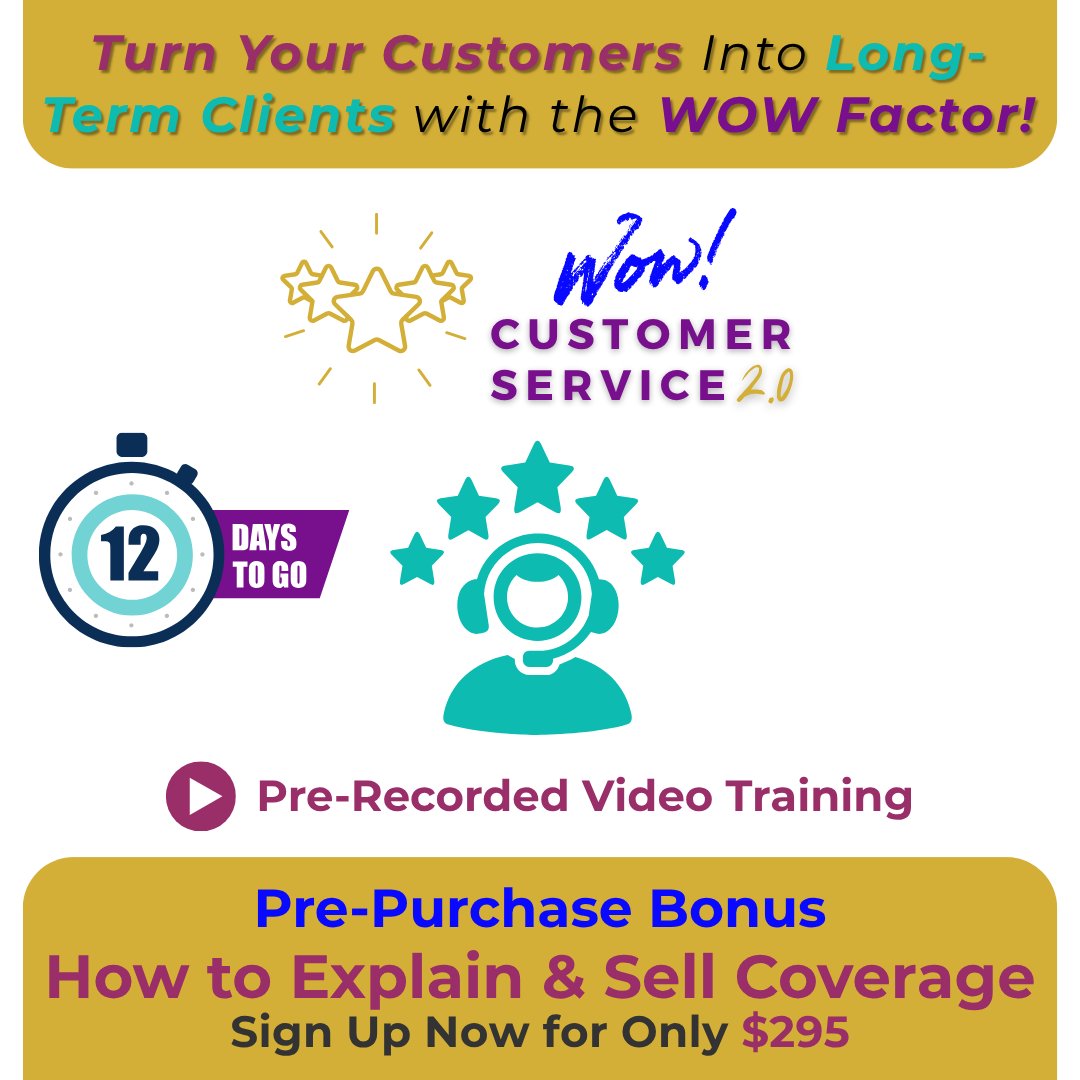 Appsinsurance's tweet image. ❓Are you ready to turn everyday service into unforgettable WOW moments?

🚨PRE-SALE IS LIVE — and there's only 12 days left before launch!

#WowCustomerService #InsuranceTraining #CustomerExperienceMatters #AgencyPerformancePartners #KellyDonahuePiro #InsuranceGrowth #CSRTips