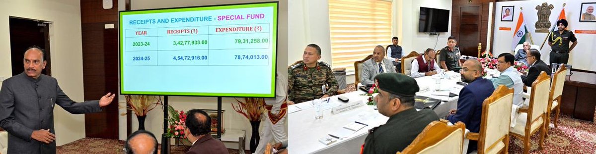 KSBSectt's tweet photo. GOC Telangana &amp; Andhra Sub Area, Maj Gen Ajay Misra and Brig DSBasera, VSM**SecyKSB , Dte of DESW , MoD attended State Mgt Committee meeting chaired by Hon'ble Governor , Shri Shaik Abdul Nazeer, discussed Veterans' welfare, ESM employment &amp; civil-mil collaboration. https://t.co/QUkNi39LXR