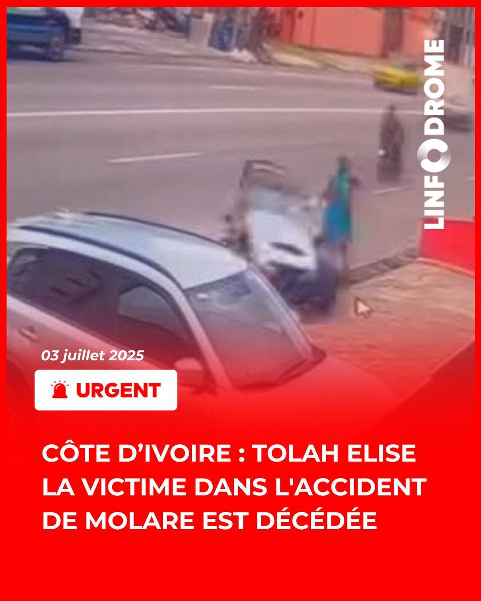 Linfodrome's tweet photo. Côte d’Ivoire : Tolah Elise la victime dans l'accident de Molare est décédée
#linfodrome #stopincivisme #sécuritéroutière https://t.co/GCM5xm4k01