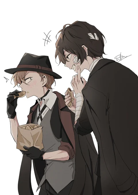 一緒にたい焼き食べてるソウコク #文スト
