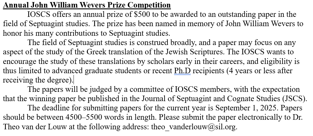 IOSCSOfficial's tweet image. This is a friendly reminder that submissions for the John William Wevers prize are due September 1, 2025.