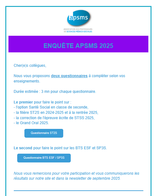Enquête APSMS 2025 wix.to/0rc6Fyn