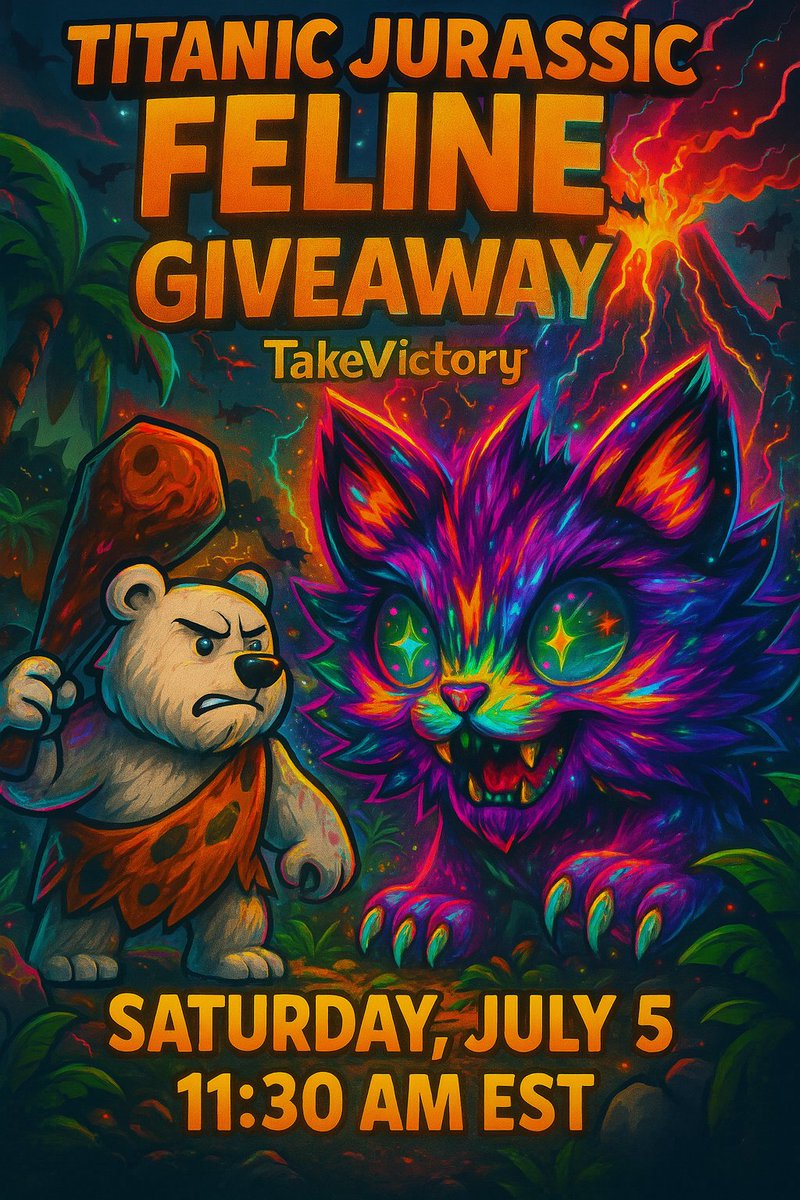 🚨 TITANIC JURASSIC FELINE GIVEAWAY! 🦖🐱
Join me, TakeVictory, for a prehistoric-sized Pet Sim 99 giveaway!

🎁 Prize: Titanic Jurassic Feline
📅 Date: Saturday, July 5
⏰ Time: 11:30 AM EST
📍 Twitch: twitch.tv/TakeVictory

Don’t miss your chance to win this ancient beast!