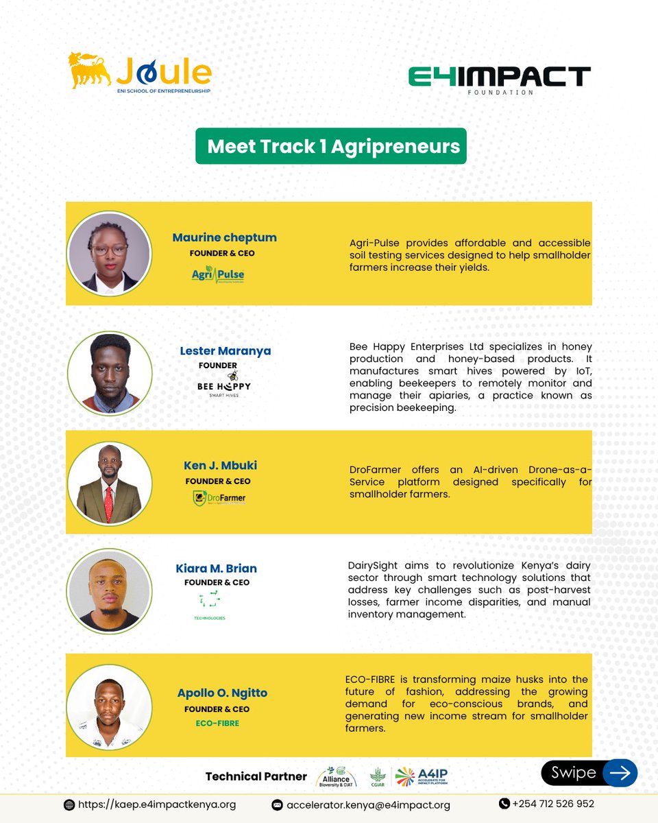 E4ICenterKenya's tweet photo. Exciting news! We're thrilled to announce the Top 10 Agripreneur Finalists of #KAEPII2025.
Their transformative journey begins as they will now receive mentorship, technical support, and network access to scale their innovations. #Congratulations https://t.co/9CUCbJtXs2