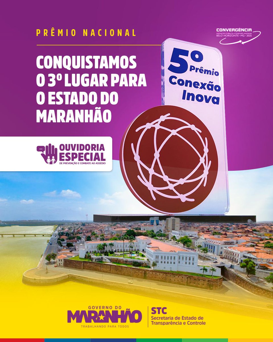 🏆 A OESPA É DESTAQUE NACIONAL! 🤩

💜🤚🏼A Ouvidoria Especializada de Prevenção e Combate aos Assédios conquistou o 3º lugar no 5º Prêmio Conexão Inova, realizado no Convergência 2025, na categoria “Serviços públicos: ações em andamento”, entre iniciativas de todo o Brasil.