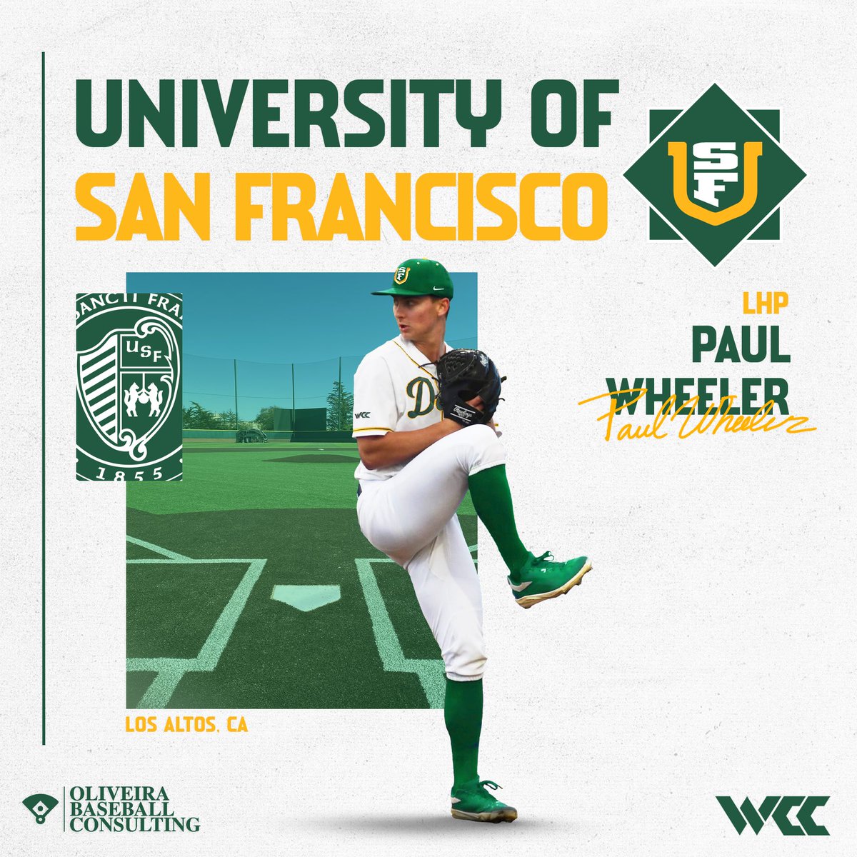 Congrats to Paul Wheeler on his commitment to the University of San Francisco. The Dons are keeping the lefty close to home in the Bay. Excited for the Wheelers! #USFDons #WCC #Committed #OBC