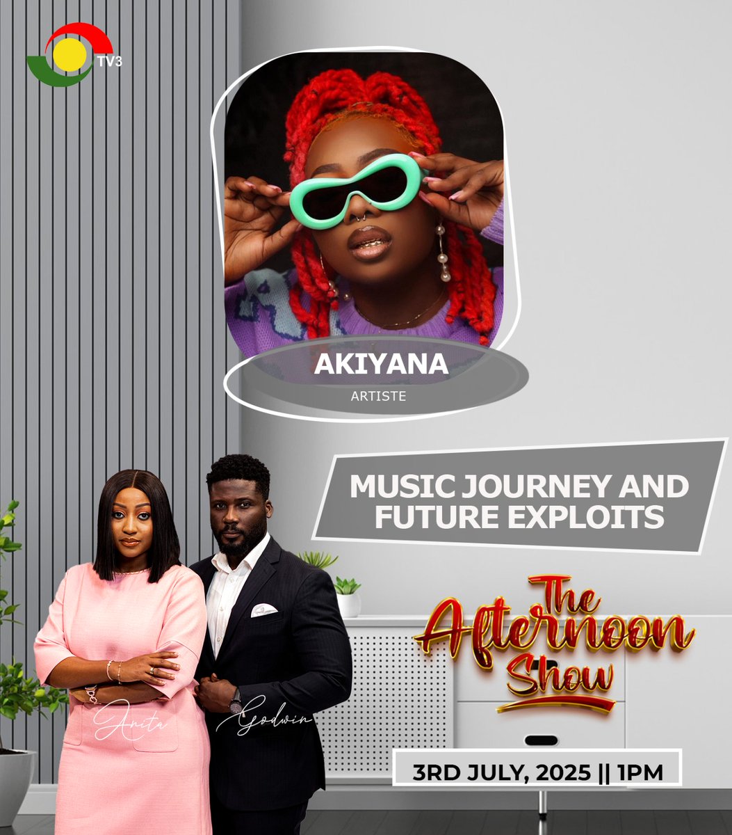#TV3GH (@tv3_ghana) on Twitter photo Make a date with us on #TheAfternoonShow with <a href="/Anita__Akuffo/">ANITA AKUA AKUFFO🇬🇭</a> and <a href="/godwinnamboh/">Godwin Selorm K. Namboh</a> at 1:00 pm
#TV3GH Make a date with us on #TheAfternoonShow with <a href="/Anita__Akuffo/">ANITA AKUA AKUFFO🇬🇭</a> and <a href="/godwinnamboh/">Godwin Selorm K. Namboh</a> at 1:00 pm
#TV3GH