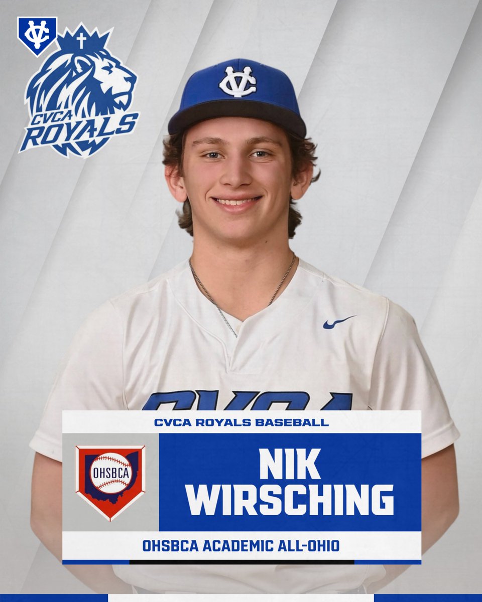 CVCA_Baseball's tweet photo. All 4⃣ 2025 seniors were named Academic All-Ohio by the @OHSBCAwebmaster. Well done! 👑🦁⚾️ https://t.co/TGZEEy3XSl
