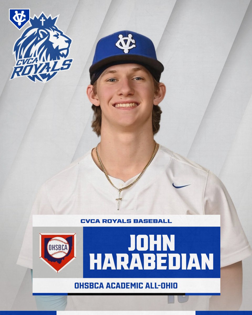 CVCA_Baseball's tweet photo. All 4⃣ 2025 seniors were named Academic All-Ohio by the @OHSBCAwebmaster. Well done! 👑🦁⚾️ https://t.co/TGZEEy3XSl