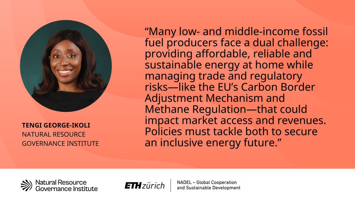 Natural Resource Governance Institute (@nrginstitute) on Twitter photo How can low- & middle-income countries manage transition risks while ensuring affordable, reliable energy?
Yesterday, <a href="/tgikoli7/">Tengi George-Ikoli</a> covered fossil fuel transition risks in our NRGI–ETH NADEL course & returns Saturday to focus on balancing gas and renewables.
resourcegovernance.org/publications/u… How can low- & middle-income countries manage transition risks while ensuring affordable, reliable energy?
Yesterday, <a href="/tgikoli7/">Tengi George-Ikoli</a> covered fossil fuel transition risks in our NRGI–ETH NADEL course & returns Saturday to focus on balancing gas and renewables.
resourcegovernance.org/publications/u…