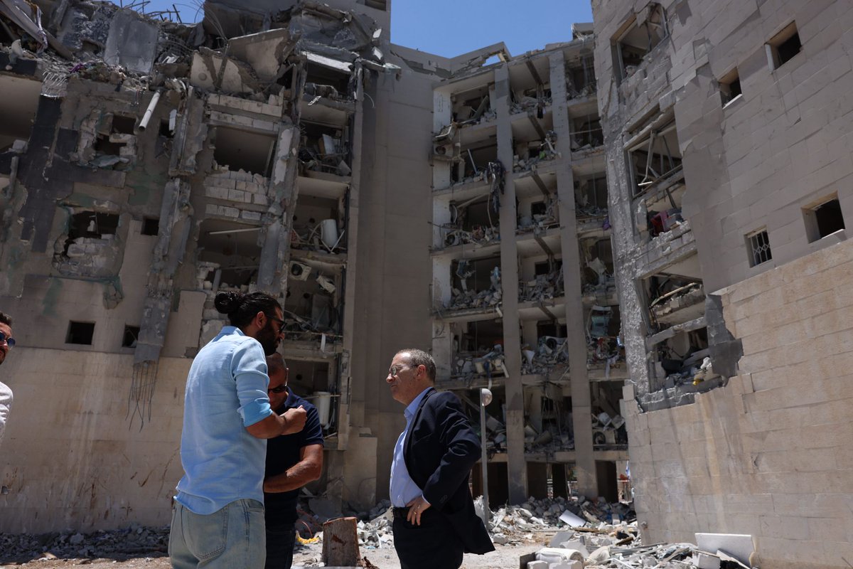 Together w/ Dep Mayor Shlomi Numa we visited the site of the deadly missile strike in Be'er Sheva, where 4 lives were cut short in an instant. My thoughts are with the victims’ families, the injured &amp; the many families forced to leave their homes. Civilians must never be targets.