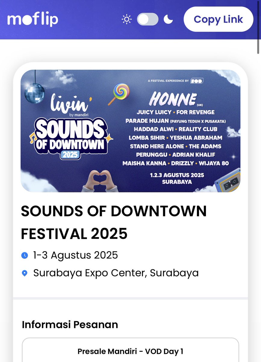 khusustukang's tweet photo. WTS TIKET SOD (Sound of Downtown) 2025 DAY 1. Dijual karna tidak bisa dateng🙏

Jenis Tiket: VOD Day 1
Jumlah: 2 pax (350K AJA)

DM atau WA 085121003229 (Fast Respond)
.
.
.
.
#wts #sodfestival #jualtiket https://t.co/5F6jvYuTe9