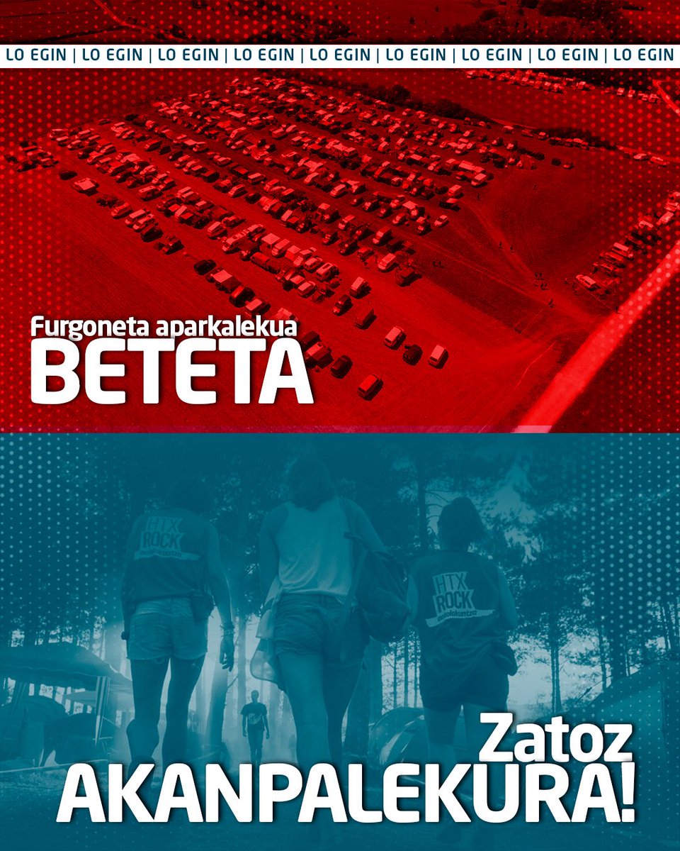 🚐⛺ Furgoneta aparkalekua bete da!

Zatoz akanpalekura, primerako pinudia eta itzalpea dugu prest.

ℹ️ hatxurock.eus/info