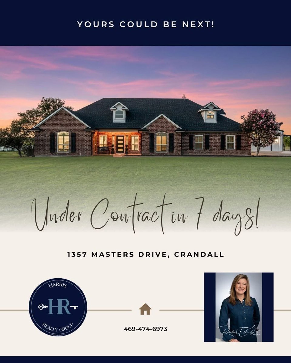 EskridgeR's tweet photo. Feeling extra thankful today! 🤩 My latest listing is under contract in just 7 days!🏡💙 If you're thinking of listing, let’s talk about your options! 469-474-6973 📱
#rebekaheskridge #harrisrealtygroup #realtyinc #CrandallRealEstate #kaufmancountyrealestate https://t.co/2hlm7asYZR