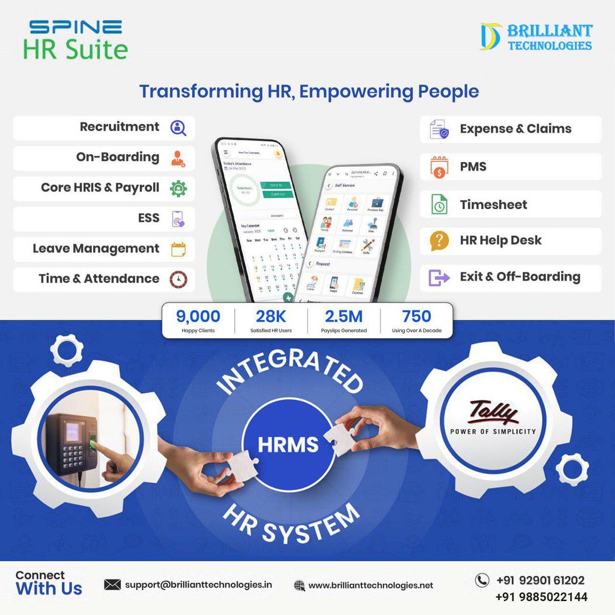 brilliant_tech1's tweet image. Tired of managing HR and payroll separately?

Switch to Spine HR Suite – seamlessly integrated with Tally for complete automation!

#HRMS #PayrollSoftware #SpineHRMS #BrilliantTechnologies